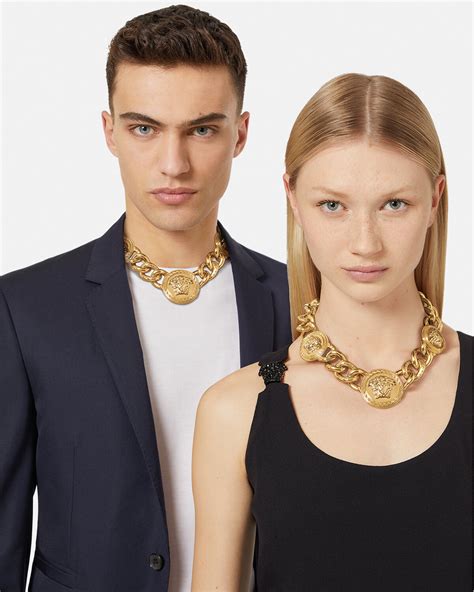 versace gold fine chain medusa necklace men|Versace necklace real gold.